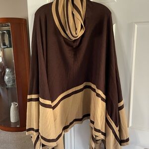 Jones New York Tan and Brown Striped Poncho